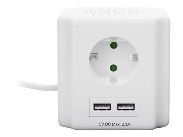 Goobay goobay 4-fach Steckdosenwürfel weiß, 2x USB 4x