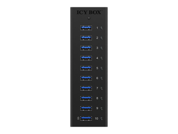 ICY BOX IB-AC6110, USB-Hub schwarz, 10x USB 3.0, inkl.