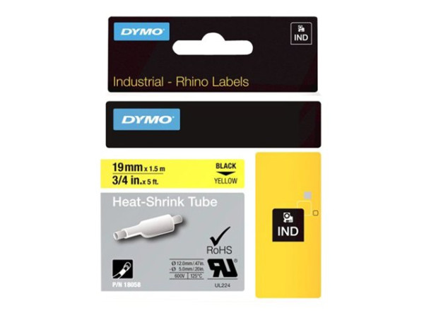 Dymo Rhino Schrumpfschlauch 19 mm x 1,5 Meter, schwarz auf