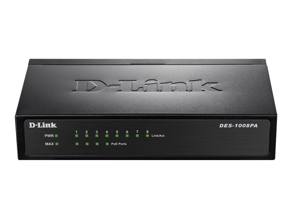 D-Link DES-1008PA, Switch anthrazit, 4x PoE Switch 10/100