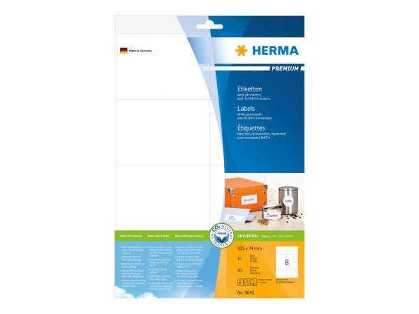 HERMA Etiketten Premium A4 wei? 105x74 mm Papier 80 St.