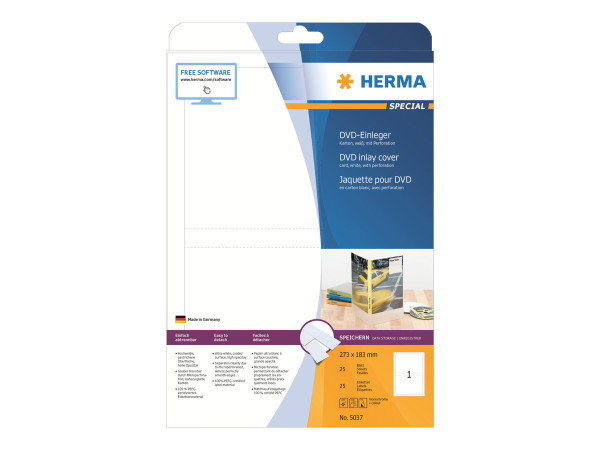 HERMA DVD-Einleger A4 wei? 273x183 mm nicht klebend 25 St.