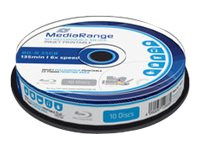 Bluray MediaRange 25GB 10pcs BD-R Spindel Injekt Prin. 6x