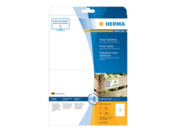 HERMA Etiketten A4 wei? 210x148 mm extrem haftend 50 St.