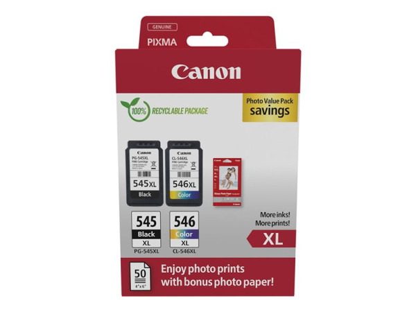 Canon Tinte Photo Value Pack PG-545XL/CL-546XL (inkl. 50
