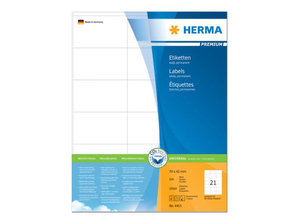 HERMA Etiketten Premium A4 wei? 70x42 mm Papier 10500 St.