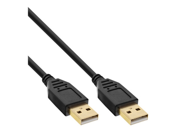 InLine? USB 2.0 Kabel, A an A, schwarz, Kontakte gold, 2m