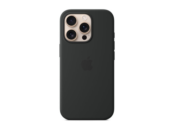 Apple Silikon Case iPhone 16 Pro mit MagSafe (schwarz)