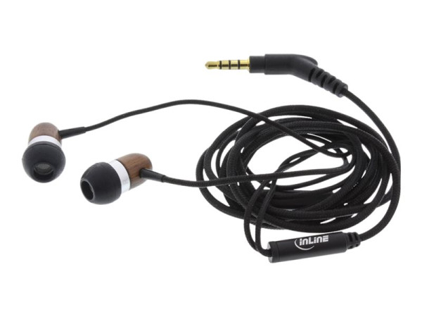 InLine? woodin-ear, In-Ear Headset mit Kabelmikrofon und