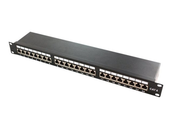 LogiLink Patchpanel Cat 6a, 19" schwarz, 24-Port, 1HE