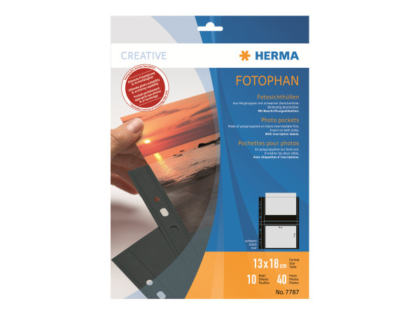 HERMA Fotosichth?llen 130 x 180 mm quer schwarz 10 H?llen