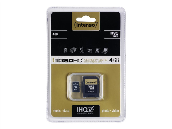 Speichermedien Intenso Micro SD HC Card inkl. Adapter 4 GB