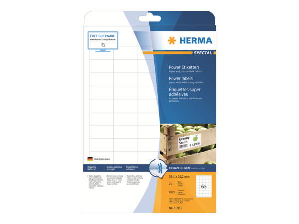 HERMA Etiketten A4 wei? 38,1x21,2 mm extrem haftend 1625 St.