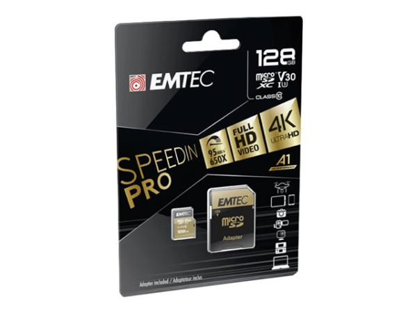 Emtec microSD 128GB +1Ad Cl10USH-1 U3 ETC Class 10,