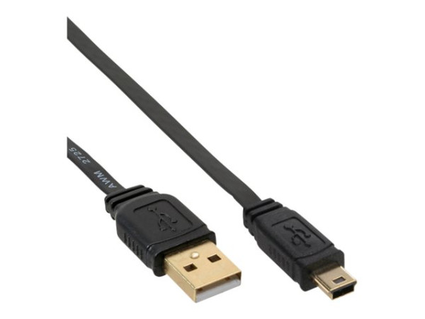 Kabel USB St."A"=>St."Mini-B" 5pin 5,0m, flach, Inline