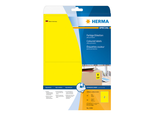 HERMA Etiketten A4 gelb 199,6x143,5 mm Papier matt 40 St.