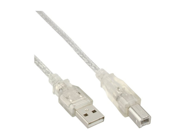 InLine® USB 2.0 Kabel, A an B, transparent, 5m