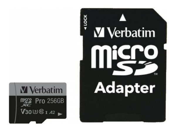 Verbatim Pro U3 256GB microSDXC (schwarz, Class 10, UHS-I