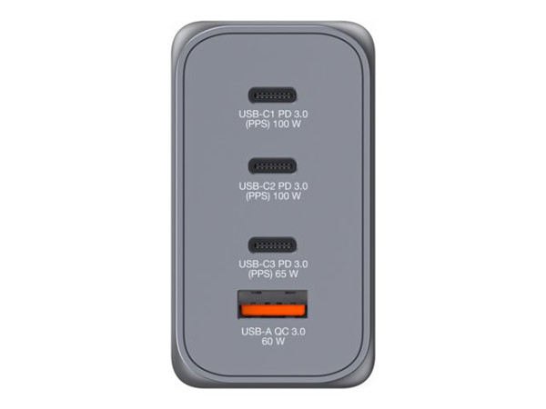 Verbatim GaN-Ladegerät 200W, 1x USB-A , 3x USB-C (grau, PD