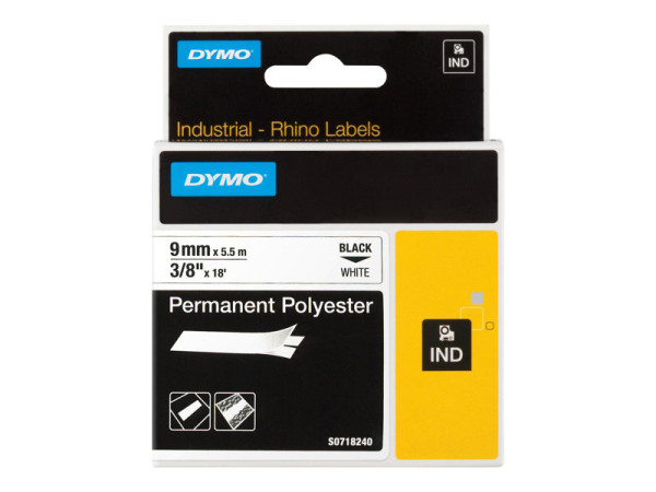 Dymo Rhino Polyband 18482, Schriftband 9 mm, schwarz auf