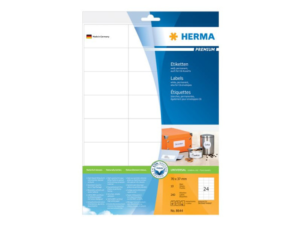 HERMA Etiketten Premium A4 wei? 70x37 mm Papier 240 St.