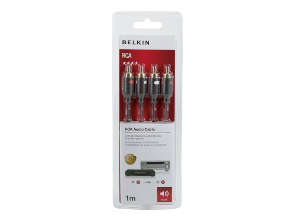 Belkin Stereo Audio Cinch Kabel 1m, schwarz, goldkontakt