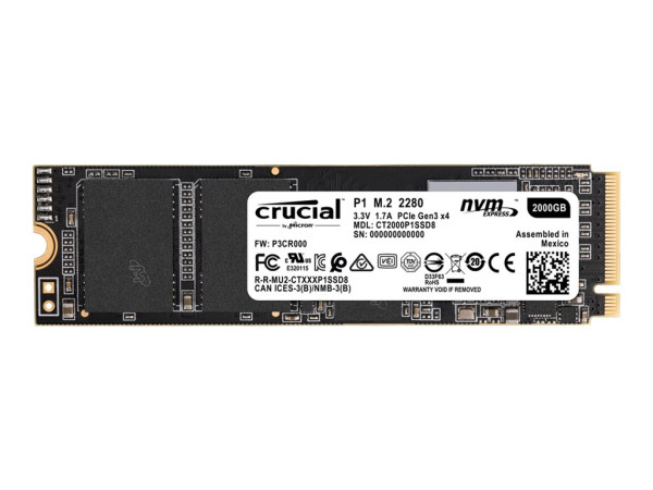 2000 GB Crucial SSD 1.70G/2.0G P1 2TB PCIe M.2 CRU | NVMe