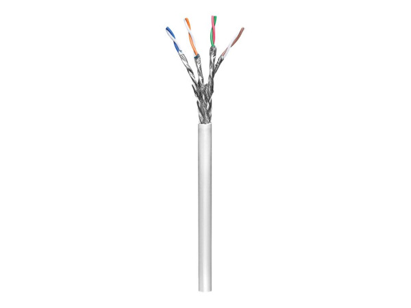 Kabel Patch CAT6 100m Rolle (starr) Verlegekabel grau S/FTP