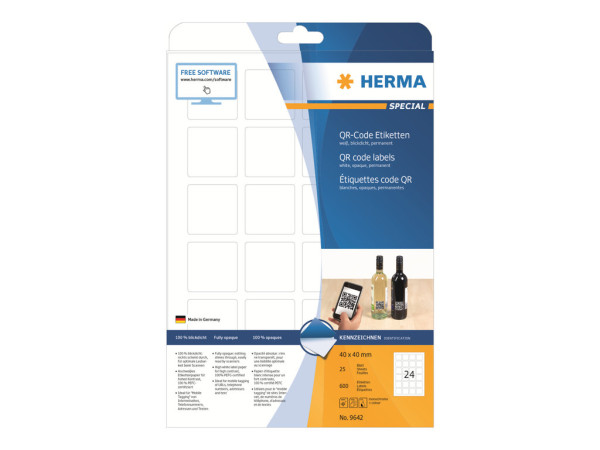 HERMA QR-Code Etik. A4 40x40 mm quadratisch wei? 600 St.