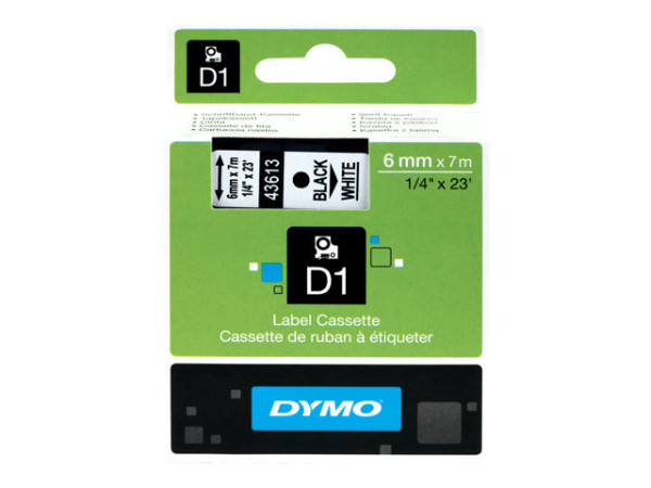 Dymo D1-Standardetikett 436137, Schriftband 6 mm, schwarz