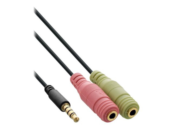 Kabel 3,5mm Klinke Stecker -> 2x 3,5mm Buchse 4Pol Inline 2m