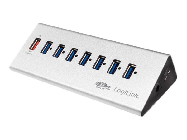 Logilink UA0228, USB-Hub silber, 8x USB 3.0, aktiv