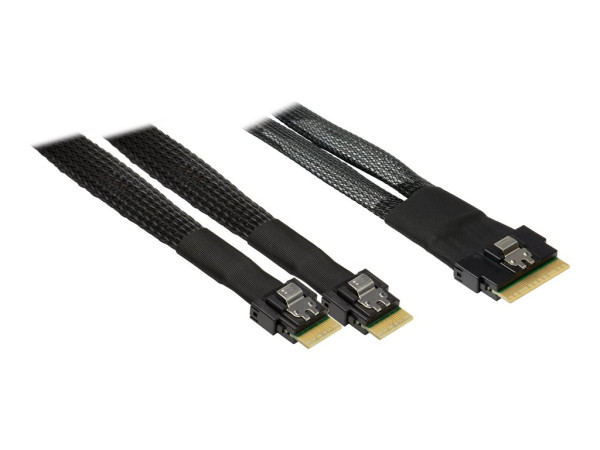 Inter-Tech Kabel SFF 8654-8i > 2x SFF 8654-4i (schwarz, 0,7