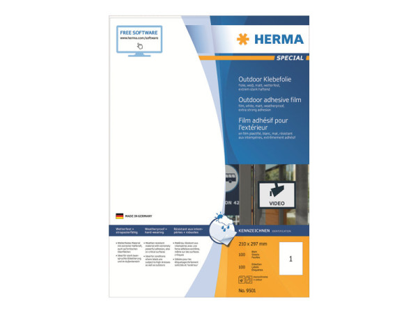 HERMA Etik. A4 Outdoor Klebefolie wei? 210x297 mm 50 St.