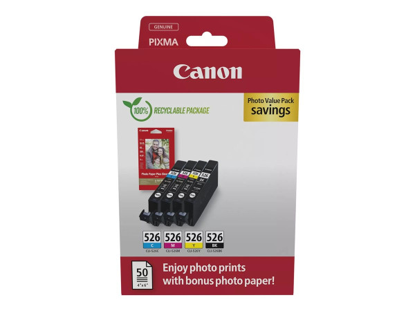 Canon Tinte Photo Value Pack CLI-526 (inkl. 50 Blatt 10x15