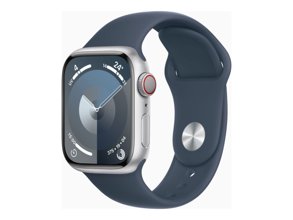 Apple Watch Series 9 (silber/dunkelblau, Aluminium, 41 mm,