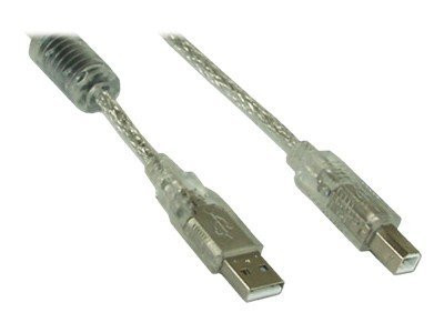 InLine® USB 2.0 Kabel, A an B, transparent, mit Ferritkern,