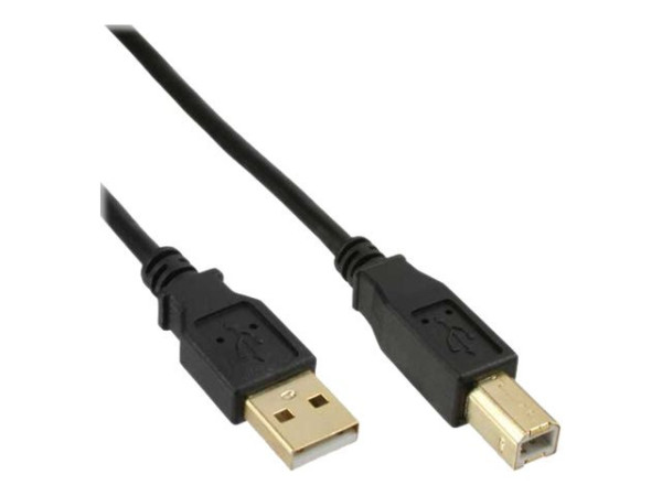 InLine® USB 2.0 Kabel, A an B, schwarz, Kontakte gold, 0,3m