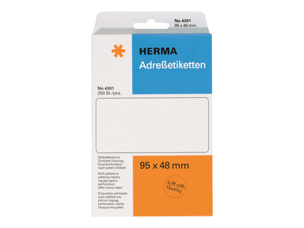 HERMA Etiketten endlos wei? 95x48 mm Papier matt 250 St.