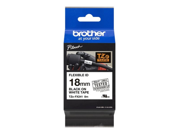 Brother TZe-FX241 18 mm, Schwarz auf Weiß für Brother