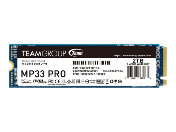 Team Group SSD 2TB 2.4/2.1G MP33 PRO M.2 PCIe TEM PCIe