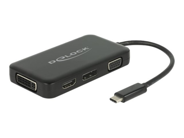 DeLOCK USB C St > VGA/HDMI/DVI DP Bu bk schwarz Zum