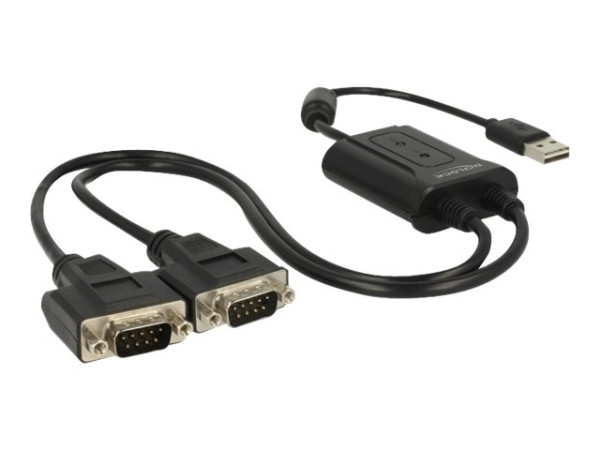 DeLOCK USB 2.0>2x Seriell RS-232 Adapter schwarz,