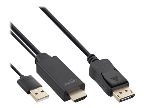 Inline Kabel HDMI St. --> DP St. 2m 1080p (USB-Strom)