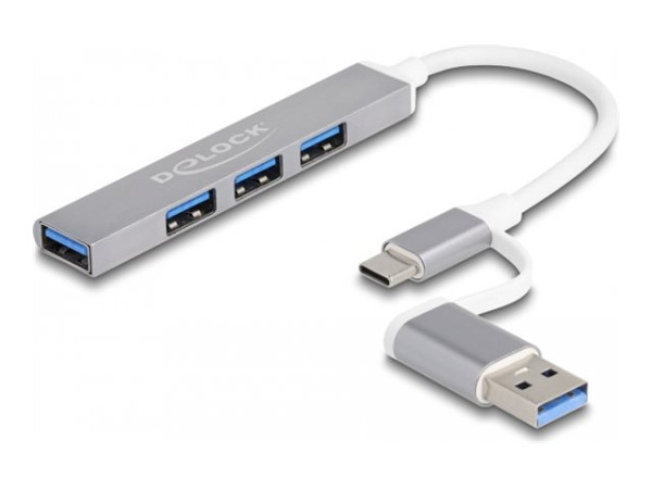 DeLOCK 4 Port Slim USB Hub mit USB Type-C oder USB Typ-A