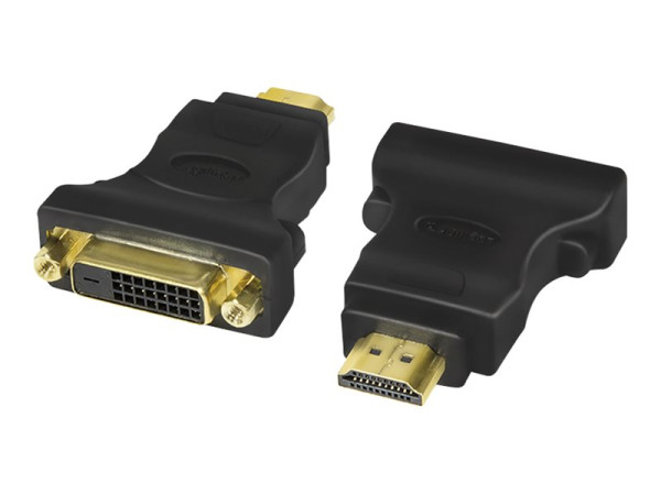 LogiLink HDMI Adapter, HDMI male - DVI-D female, (Gold)