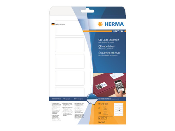 HERMA QR-Code Etik. A4 80x40 mm wei? 300 St.