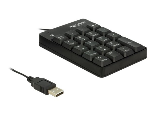 Tastatur Delock USB Nummernblock 19 Tasten