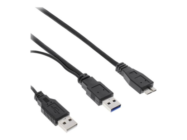 InLine USB 3.0 Y-Kabel, 2x A an Micro B, schwarz, 1.5m