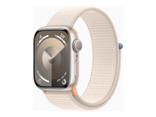 Apple Watch Series 9 (silber/hellbeige, Aluminium, 41 mm,